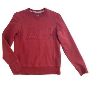 Armani Jeans burgundy logo sweatshirt, cotton crew neck long sleeve top